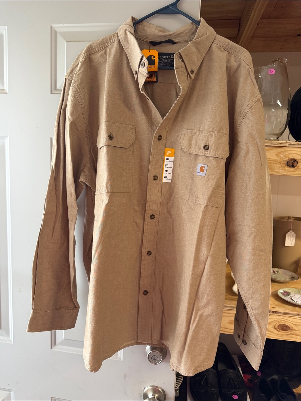 Carhartt Tan Lightweight Shirt with Chest Pockets